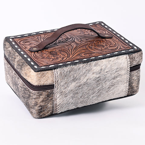 American Darling Buck Stitched Hand Tooled Cowhide Jewelry Case