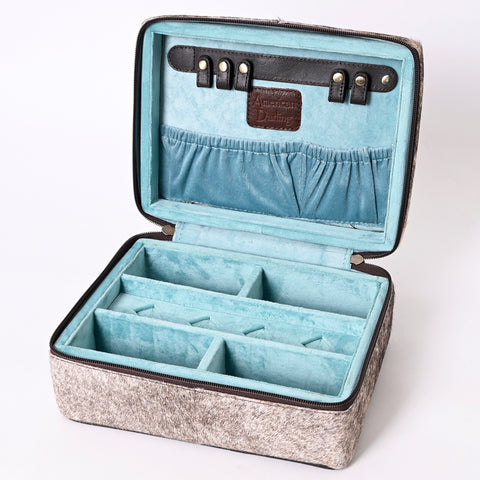 American Darling Buck Stitched Hand Tooled Cowhide Jewelry Case