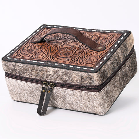 American Darling Buck Stitched Hand Tooled Cowhide Jewelry Case