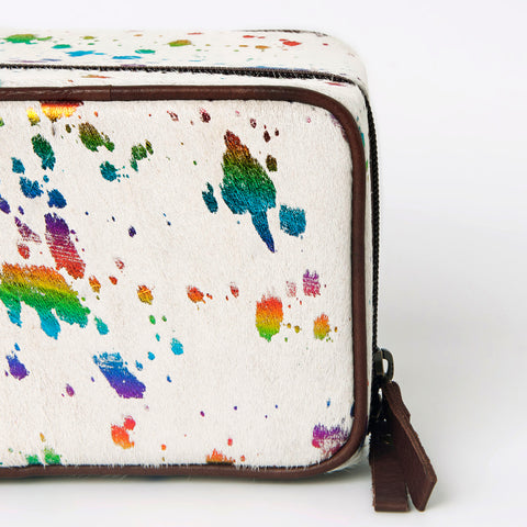 American Darling Western Paint Splatter Hair-On Cowhide Jewelry case