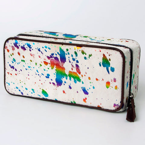 American Darling Western Paint Splatter Hair-On Cowhide Jewelry case