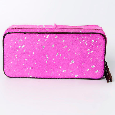American Darling Pink Paint Splatter Hair-On Cowhide Jewelry case