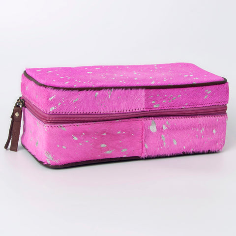 American Darling Pink Paint Splatter Hair-On Cowhide Jewelry case