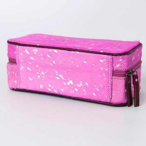 American Darling Pink Paint Splatter Hair-On Cowhide Jewelry case