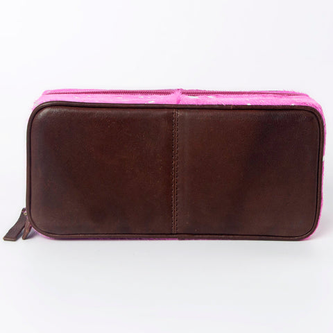 American Darling Pink Paint Splatter Hair-On Cowhide Jewelry case