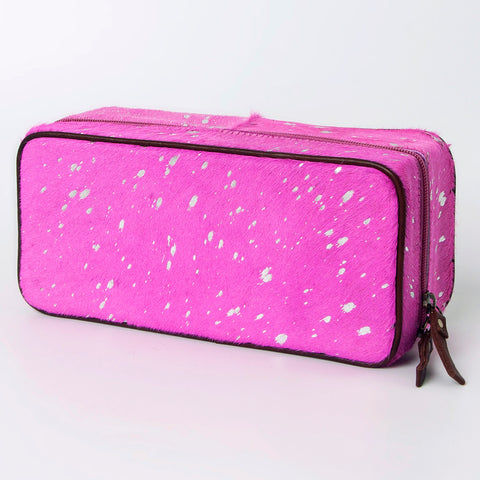 American Darling Pink Paint Splatter Hair-On Cowhide Jewelry case