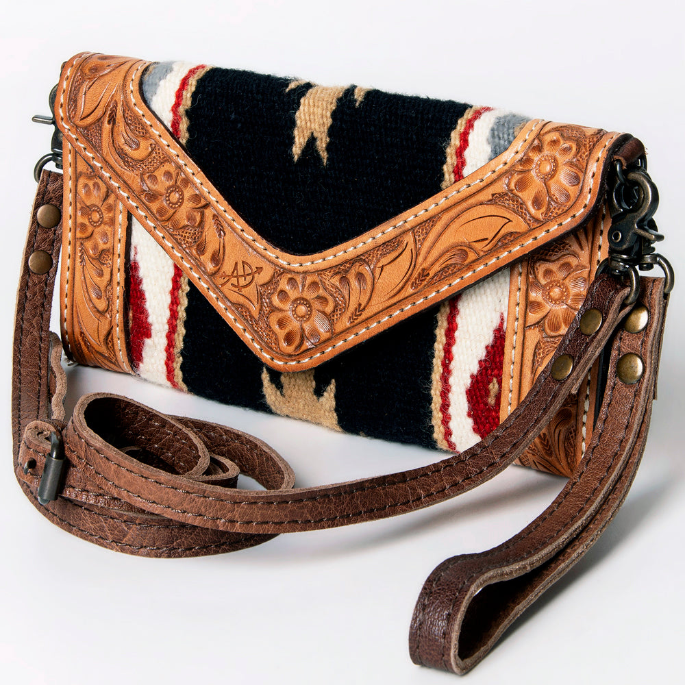 LC-ADBG906 Western Envelope Crossbody Bag Handwoven Wool & Tooled Leather by American Darling