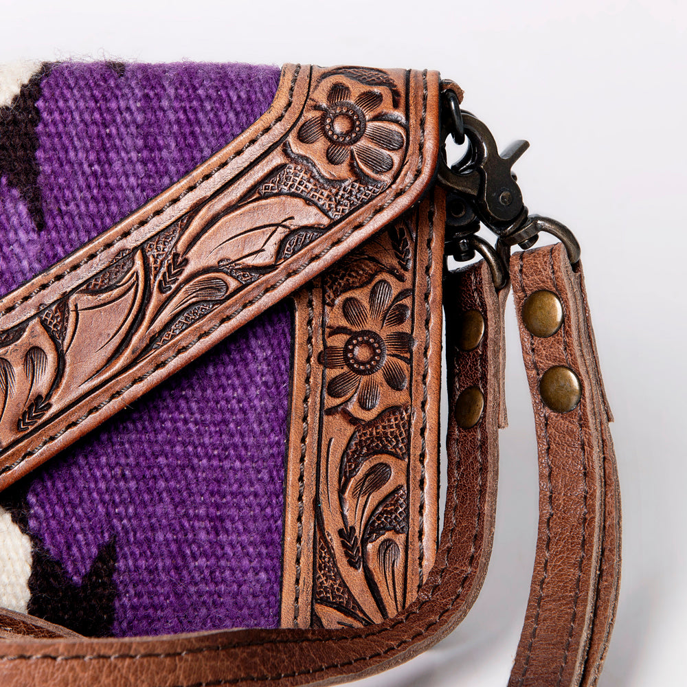 LC-ADBG906 Western Envelope Crossbody Bag Handwoven Wool & Tooled Leather by American Darling
