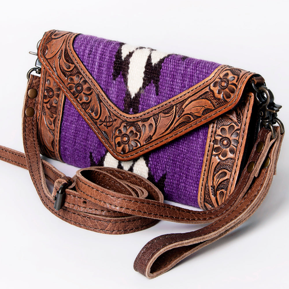 LC-ADBG906 Western Envelope Crossbody Bag Handwoven Wool & Tooled Leather by American Darling