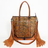 LC-ADBG1030 Cheetah Print Hair-On Leather Western Tote Bag with Fringe-Annie Collection by American Darling