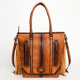 LC-ADBG1030 Cheetah Print Hair-On Leather Western Tote Bag with Fringe-Annie Collection by American Darling