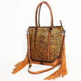 LC-ADBG1030 Cheetah Print Hair-On Leather Western Tote Bag with Fringe-Annie Collection by American Darling