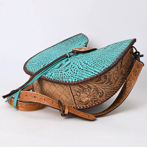 American Darling Crocodile Embossed Hand Tooled Leather Western Crossbody Bag
