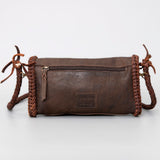 ADBGM267 Mini Western Leather Wallet - Braided Edge & Turquoise Concho
