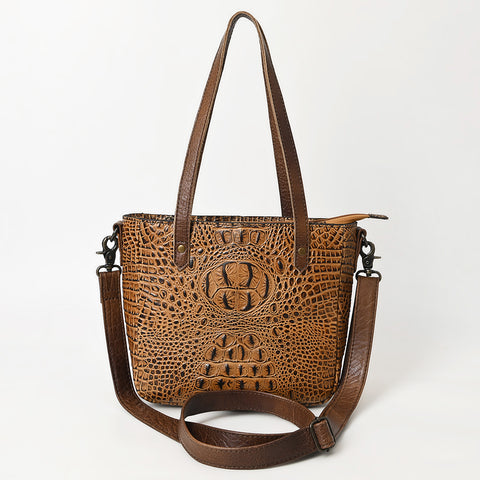 Crocodile Embossed Genuine Leather Western Tote Compact Handbag by American Darling
