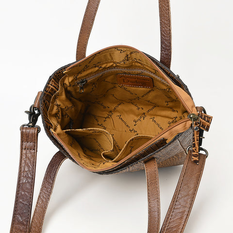 Crocodile Embossed Genuine Leather Western Tote Compact Handbag by American Darling