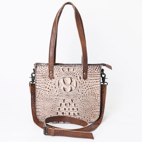 Crocodile Embossed Genuine Leather Western Tote Compact Handbag by American Darling