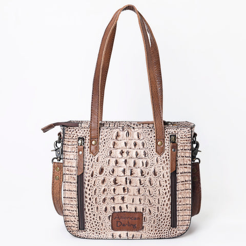 Crocodile Embossed Genuine Leather Western Tote Compact Handbag by American Darling
