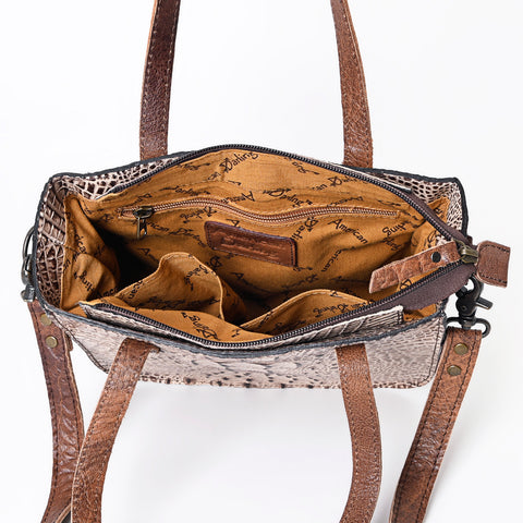 Crocodile Embossed Genuine Leather Western Tote Compact Handbag by American Darling