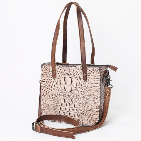 Crocodile Embossed Genuine Leather Western Tote Compact Handbag by American Darling