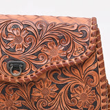 ADBG1057 Tooled Leather Western Wallet Crossbody Bag-Floral Braided Strap by American Darling