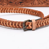 ADBG1057 Tooled Leather Western Wallet Crossbody Bag-Floral Braided Strap by American Darling