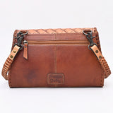 ADBG1057 Tooled Leather Western Wallet Crossbody Bag-Floral Braided Strap by American Darling