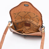 ADBG1057 Tooled Leather Western Wallet Crossbody Bag-Floral Braided Strap by American Darling