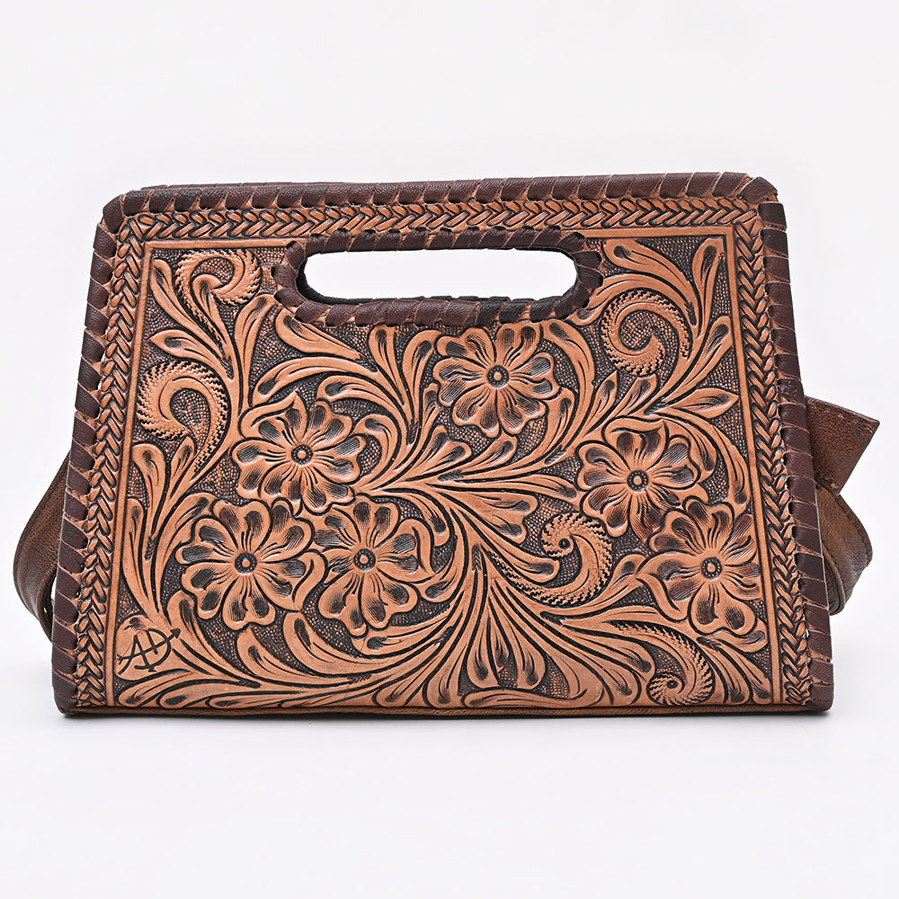 American Darling Hand-Tooled Floral Leather Clutch Bag - Western Style Genuine Leather Crossbody