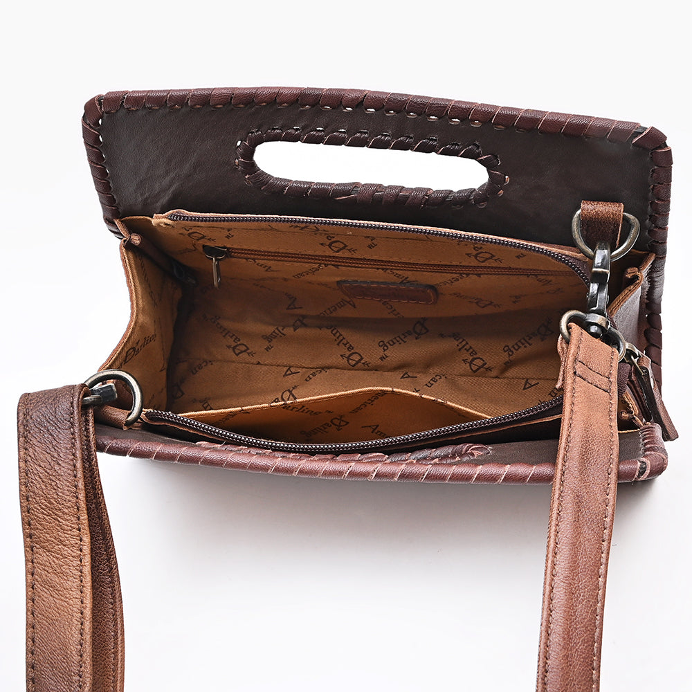 American Darling Hand-Tooled Floral Leather Clutch Bag - Western Style Genuine Leather Crossbody