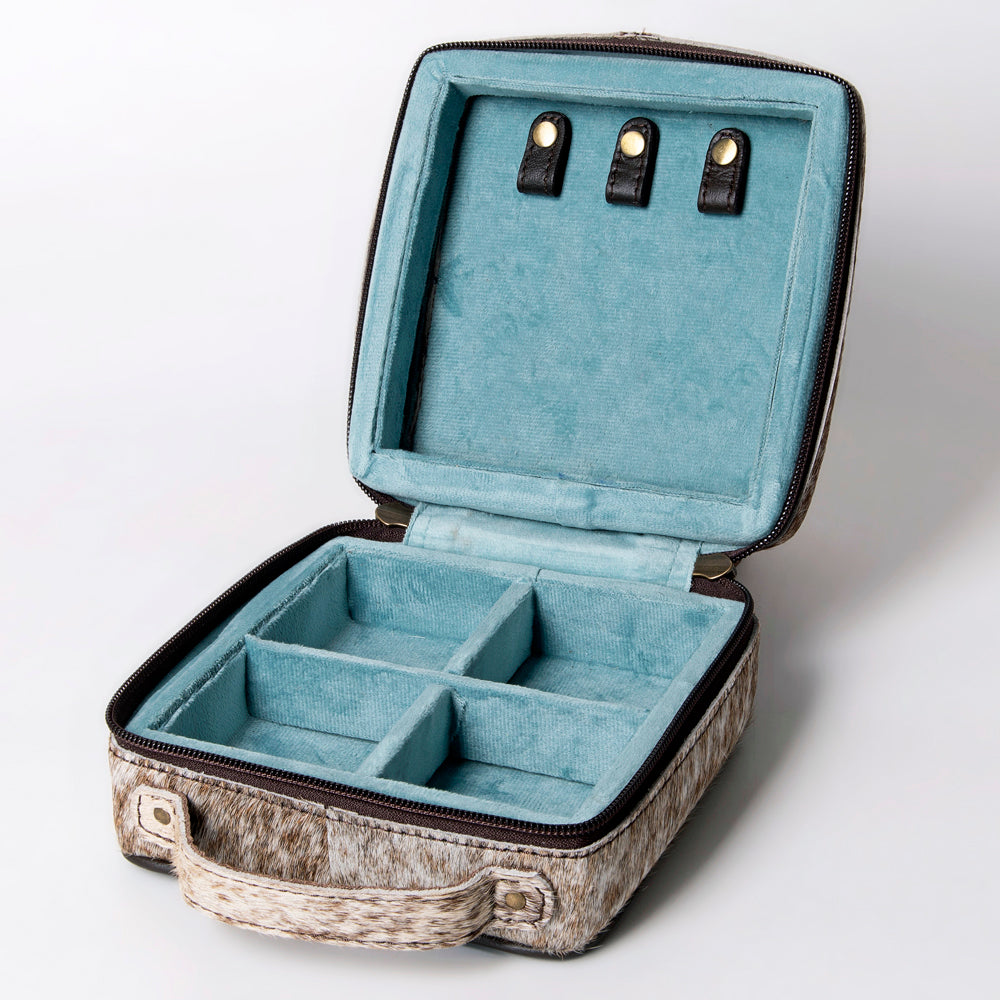 LC-ADBGA311 American Darling Jewelry Case Floral Hand Tooled Leather with Hair-On Hide