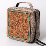 LC-ADBGA311 American Darling Jewelry Case Floral Hand Tooled Leather with Hair-On Hide