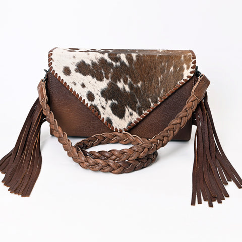 American Darling Hair-On Leather Envelope Bag with Fringe ï¿½ Western Crossbody Cowhide Purse