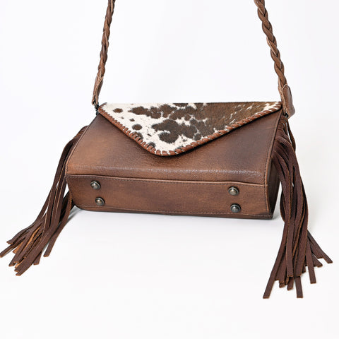 American Darling Hair-On Leather Envelope Bag with Fringe ï¿½ Western Crossbody Cowhide Purse