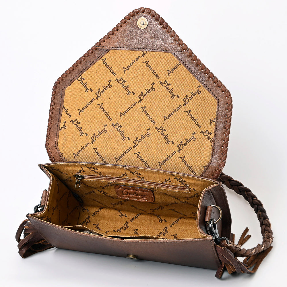 ADBG1067 Western Hair-On Cowhide Envelope Bag with Fringe & Braided Strap-American Darling