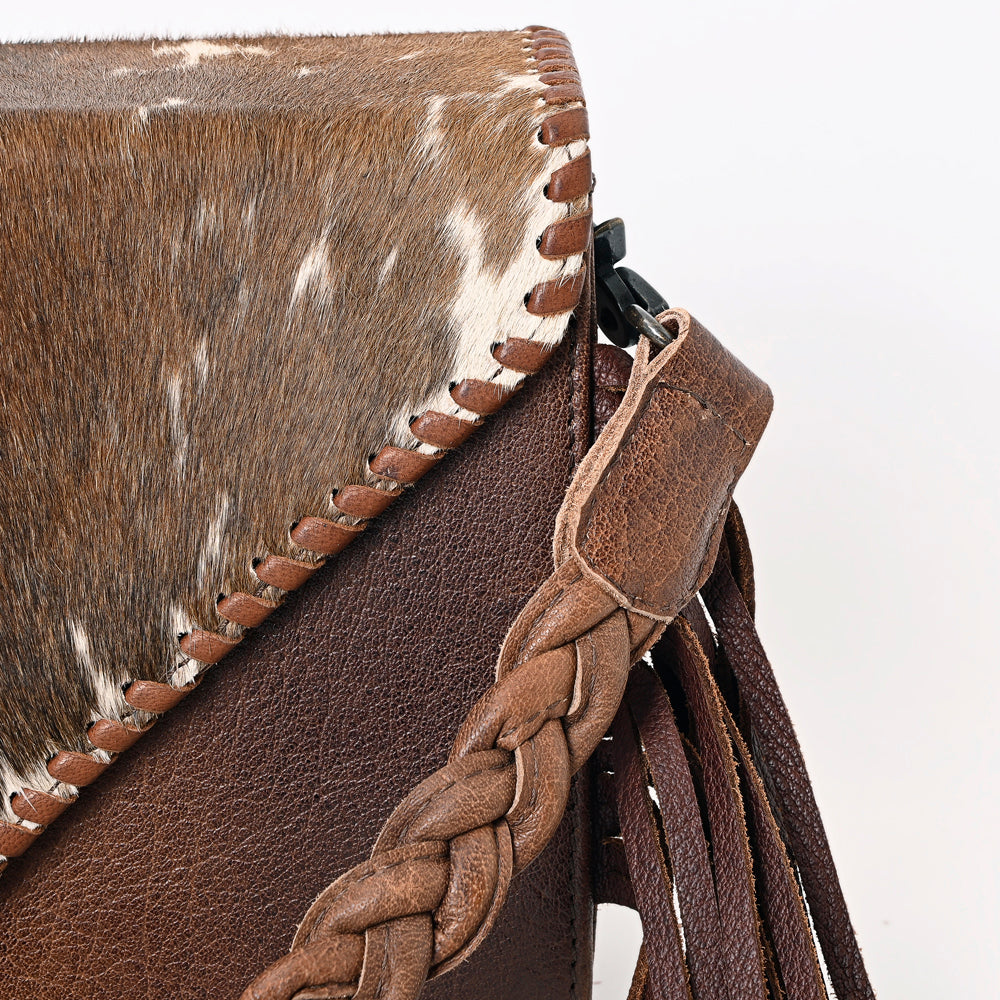 ADBG1067 Western Hair-On Cowhide Envelope Bag with Fringe & Braided Strap-American Darling