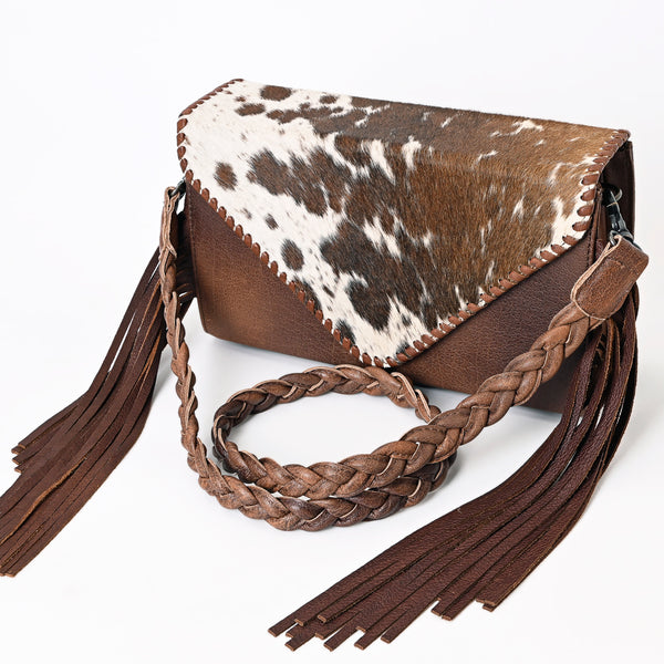 ADBG1067 Western Hair-On Cowhide Envelope Bag with Fringe & Braided Strap-American Darling