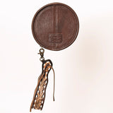 LC-ADBGF135D Mini Canteen Western Leather Wristlet - Hand-Tooled Round Floral Bag for Women