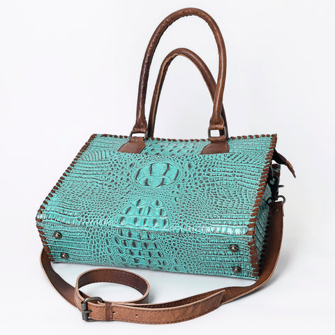 American Darling Crocodile Embossed Leather Tote Bag with Braided Detailing