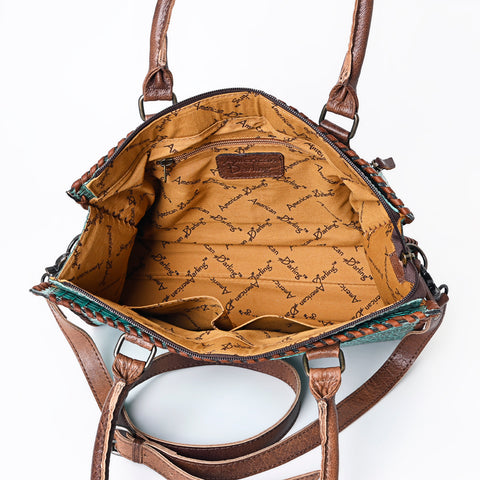 American Darling Crocodile Embossed Leather Tote Bag with Braided Detailing