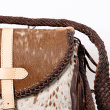 ADBGM314A Crossbody Fringe Bag - Genuine Cowhide Leather with Braided Strap & Western Buckle