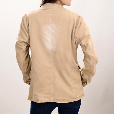 American Darling Tan Denim & Harness Leather Western Blazer Jacket