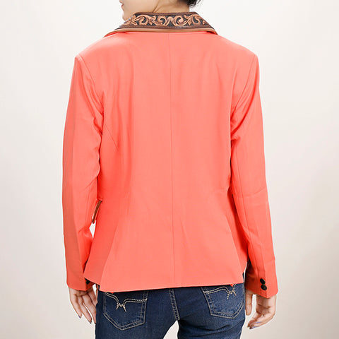 American Darling Coral Fabric & Harness Leather Western Blazer Jacket