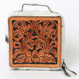 LC-ADBGA311 American Darling Jewelry Case Floral Hand Tooled Leather with Hair-On Hide