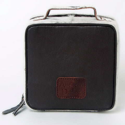 American Darling Tooled Leather and Cowhide Floral Western Jewelry Case