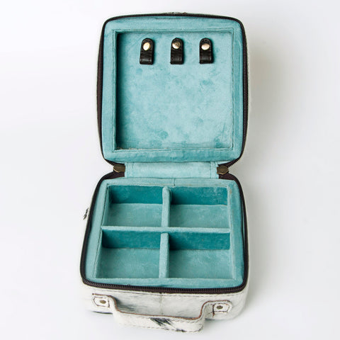 American Darling Tooled Leather and Cowhide Floral Western Jewelry Case