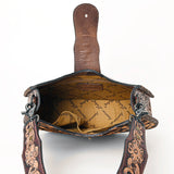 ADBG1075 Leopard Print Cowhide Hobo Bag with Tooled Feather Strap-Western Leather Shoulder Purse