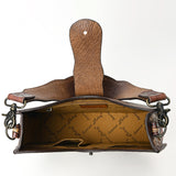 ADBG1075 Leopard Print Cowhide Hobo Bag with Tooled Feather Strap-Western Leather Shoulder Purse