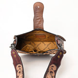 ADBG1075 Leopard Print Cowhide Hobo Bag with Tooled Feather Strap-Western Leather Shoulder Purse