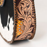 LC-ADBG1076 Hair-On Cowhide Hobo Bag with Tooled Leather Strap-Western Shoulder Purse by American Darling